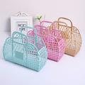 Portable Plastic Storage Basket Beach Bag, Simple Travel Storage Bag