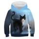 Kids Girls' Hoodie Red Sweatshirt Cat 3D Print Long Sleeve Cat Graphic Blue Purple Red Children Tops