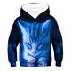 Kids Girls' Hoodie Red Sweatshirt Cat 3D Print Long Sleeve Cat Graphic Blue Purple Red Children Tops