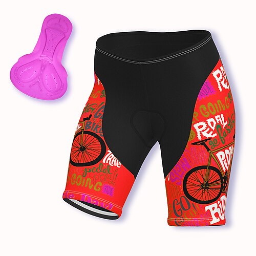 Damen Grafik Gemustert Buchstaben Zahlen Radsport-Radhose: Fahrradshorts Gepolsterte Fahrradhose Fahhrad Shorts Hosen Mountainbike MTB Straßenradsport Sport 3D-Polster Schnelltrocknend Weich Image