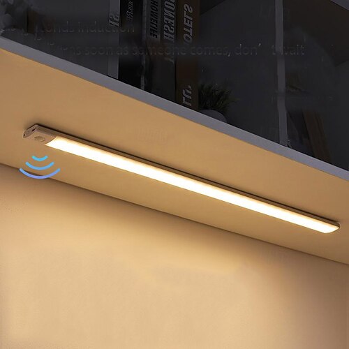 Unterschrankbeleuchtung, ultradünne intelligente LED-Lichtleiste, Schrankleuchte mit Bewegungsmelder, magnetisch wiederaufladbare Lichtleiste mit menschlicher Körperinduktion, selbstklebend für Schrank, Weinschrank, Kleiderschrank Image