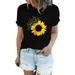 Sunflower Shirts For Women Cute Dandelion Graphics Tshirt Summer Women Short Sleeve Tee Tops Long Sleeve Shirts Tall Long Sleeve Compression Women Plain Solid Shirts Women Women Hiking Tops Fashio