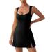 Womens Casual Dresses Women s Casual Dress With Sexy Spaghetti Straps Solid Color Yoga Tennis Skirt With Built In Pads Lightweight And Breathable Outdoor Sports Jumpsuit Dresses(color:Black size:XL)