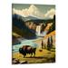 Fenyluxe Yellowstone National Park Poster National Park Posters Vintage Travel Posters Abstract Nature Landscape Forest Wall Art Pictures for Bedroom Office Living Room (16x20inch)