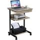 Computer Desk Cart with Drawer Small Computer Desk for Small Spaces with Wheels Rolling Stand Up Desk PC Laptop Computer Table Tray Desk Gray