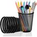 Efficient Metal Mesh Pencil Holder Cup - Perfect for Office Supplies and Makeup Brushes - Durable and Reliable - Black Round Pencil Holder for Desk Home School and More