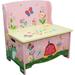 Kids Toy Box with Bench Seat Toy Storage Chest for Kids Pink