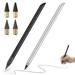 2pcs Metal Inkless Pencil Reusable Erasable Everlasting Pencil Portable Infinity Pencil Replaceable Nib Pencil with 4 Replaceable Nib Write Pen For Children Drawing and Writing(Black & Silver)