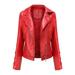 JDEFEG Jackets with Hood For Women Ladies Punk Style Solid Zipper Lace-Up Long Sleeve Snap Pocket Jacket Short Coat Petite Winter Coats For Women Polyester Red Xxl