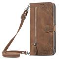 Hee Hee Smile Phone Case for Nokia G20 With Long Lanyard Case Zipper Leather Wallet Shell Zipper Wallet Flip Case Phone Cover Wrist Strap