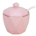 Dispenser Salt Container Ceramic Sugar Bowl with Lid and Spoon for Home and Kitchen for Simple kitchen supplies salt pot pond pot MSG pot seasoning pot ceramic