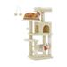 44.1-Inch Cat Tree with 4 Scratching Posts Plush Multi-Level Cat Tower with 2 Perches and Cave Standing Cat Condo Play House with Hammock & 2 Pompoms for Indoor Cats Beige