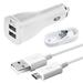 Samsung Galaxy S7 S7 Edge S6 S6+ S6 Edge+ Adaptive Fast Charger Micro USB 2.0 Cable Kit Fast Charging Dual USB Car Charger Adapter [1 Dual USB Car Charger + 5 FT Micro USB Cable] White
