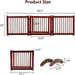 kinbor Wooden Freestanding Pet Gate - 3 Panels Folding Dog Gate 82 Inch Wide Dog Barrier with Door & Support Feet Safety Fence for Doorways Stairs