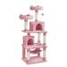 62.2 Cat Tree Cat Tower Condo with Scratching Posts and Hammock Pet Play House with Hanging Balls and Plush Perch Pink