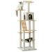 Cat Tree - 63.8-Inch Modern Wood Cat Tower for Indoor Cats Multi-Level Cat Condo for Large Cat with Scratching Posts Hammock- Beige