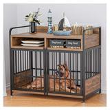 Dog Crate Furniture with Storage Furniture Dog Crate Large Dogs 42 Inch Dog Crates For Large Dogs Wood Dog Cage Table with Drawers Storage Dog Crates for Medium and Large Dogs Indoor 2 Dog Large Crate