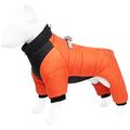 Dog winter vest cotton lined waterproof super warm dog winter coat Windproof zipper jacketOrangeM