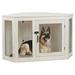 Corner Dog Crate Furniture 44/52inch Wooden Dog Kennel Furniture with Mesh Decorative Wood Dog House for Indoor use Dog Crate for Small/Medium/Large Dog Perfect for Limited Room