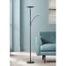 360 Lighting Decker Modern Torchiere Floor Lamp with Reading Light LED 71.5 Tall Decker Black Metal Acrylic Diffuser Decor for Living Room Reading House Bedroom Home Office