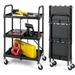 3-Tier Folding Tool Cart on Wheels Rolling Tool Storage Organizer Cart W/Universal Wheels & Handrails 300Lbs Load Portable Utility Cart Collapsible Service Cart for Garage Warehouse Home