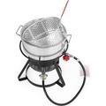 11 Qt. Fish Fryer Pot and Basket 58 000 BTU Aluminum Propane Outdoor Deep Fryer Pot with Basket and 5 Inches Thermometer for Frying Fish French Fries
