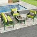 Furvclv 4 Piece Patio Furniture Set Patio Conversation Sets With 2 Single Sofa Loveseat Coffee Table Adjustable Feet Removable Cushion Outdoor Furniture Set For Garden