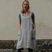 IDALL Summer Dresses Sundresses for Women Women Cotton Linen Pinafore Square Cross Apron Garden Work Pinafore Dress Beach Dress Petite Dresses Womens Dresses Gray Dress 2XL