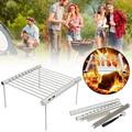 Dinmmgg For Grill Portable Outdoor Picnics Grill Camping Barbeque Folding Cooking Camping & Hiking Outdoor Baking Tray Holder Tabletop Hibachi Grill Outdoor 15â€� Grill Cooking Grate