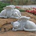 Pure Garden Sculpture Pet Dog Memorial Statue Sleeping Angel Cat Cat Garden Statue - Pet Memorial Stone - Cat Dog Grave Marker (Cat)