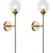 SUSIMOND Clear Bubble Glass Globe Wall Mounted Sconce Light Set of 2 Modern Brass Gold Long Pole Wall Sconce Lighting Set of Two Mid Century Vintage Bathroom Mirror Wall Lamp (Clear)