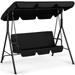 Yaheetech 3-Seat Outdoor Patio Swing Chair with Adjustable Canopy Black