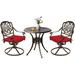 Haverchair 3 Piece Patio Bistro Set Outdoor Cast Aluminum Dining Set Patio Bistro Furniture Set 2 Swivel Chairs and 1 Umbrella Table for Lawn Garden Patio