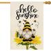 YCHII Spring Summer Hello Sunshine Sunflower Garden Flag Double Sided Sunflower Gnome Bees Funny Gnome Farmhouse Yard Flag Seasonal Holiday Outdoor Outside Decoration