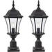 24 Aluminum Outdoor Post Light with 3 Fitter Base for Post Pole Mount 2 Pack Black Exterior Pole Lantern Lights with Seeded Glass Large Outside Post Lamp for Yard Garden