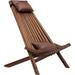 DIQIN 1 Folding Wooden Outdoor Chair -Stylish Low Profile Acacia Wood Lounge Chair for the Patio Porch Lawn Garden or Home Furniture - Cinnamon