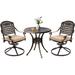 Haverchair 3 Piece Patio Bistro Set Outdoor Cast Aluminum Dining Set Patio Bistro Furniture Set 2 Swivel Chairs and 1 Umbrella Table for Lawn Garden Patio