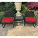 HElectQRIN 3 Piece Outdoor Patio Set Wicker Patio Furniture Sets Bistro Set Wicker Chair Conversation Sets with Coffee Table for Yard Backyard Porch Bistro (RED-Black Wicker)