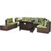 VONZOY 7 Pieces Patio Furniture Set Outdoor Sectional Sofa Couch Brown Wicker Rattan Patio Conversation Set with Cushions and Table (Green)