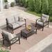 Outdoor Patio Furniture Set 4 Piece Patio Conversation Set with Coffee Table Metal Furniture Set for Porch Backyard Garden Grey