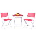 YYAo 3 Pieces Patio Folding Bistro Set for Balcony or Outdoor Space Lounge Chairs Table Set 2 Foldable Chairs and 1 Table-Red