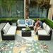 6 Pieces Patio Furniture Set Outdoor Sectional Sofa PE Wicker Conversation Set Outside Couch with Table for Porch Lawn Garden Backyard Black