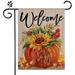 Fall Thanksgiving Maple Leaf Pumpkin Double-sided Linen Garden Flag 12x18 inches Fall Happy Fall Home Outdoor Decorated Garden Flag -D