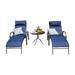Patio Festival Metal 3-Piece Outdoor Chaise Lounger Set in Blue
