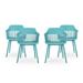 Noble House Dahlia Plastic Patio Dining Arm Chair in Teal (Set of 4)