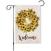 Welcome Flower Wreath Spring Garden Flag Yard Burlap Welcome Garden Flag Double Sided Summer Rustic Garden Decoration Sign Style A