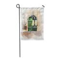 KDAGR Green Paris Parisian Urban Vintage House with Surroundings Watercolor Ancient Garden Flag Decorative Flag House Banner 12x18 inch