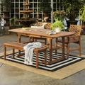 Walker Edison 4-Piece Extendable Outdoor Patio Dining Set - Brown