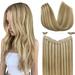 GOO GOO Human Hair Extensions Wire Hair Extensions Light Blonde Highlighted Golden Blonde Remy Human Hair Extensions 20 Inch 110g Natural Hairpiece Remy Human Hair Extensions with Invisible Fish Line 20 Inch Wire-#16/22 Light Blonde Highlighted Golden...