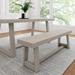 Plank+Beam 60 Farmhouse Dining Bench Solid Wood Kitchen Dining Seat Outdoor Bench Seashell Wirebrush